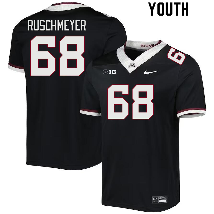 Youth #68 Jackson Ruschmeyer Minnesota Golden Gophers College Football Jerseys Stitched-Black - Click Image to Close